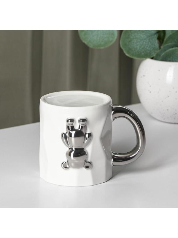 Кружка керамическая с ложкой «Стильный мишка», 320 мл, цвет белый