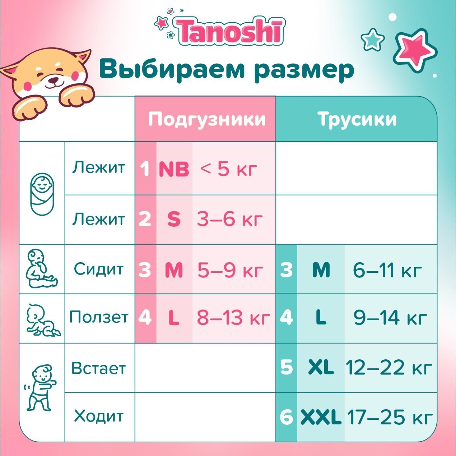 Трусики-подгузники для детей Tanoshi , размер L 9-14 кг, 44 шт