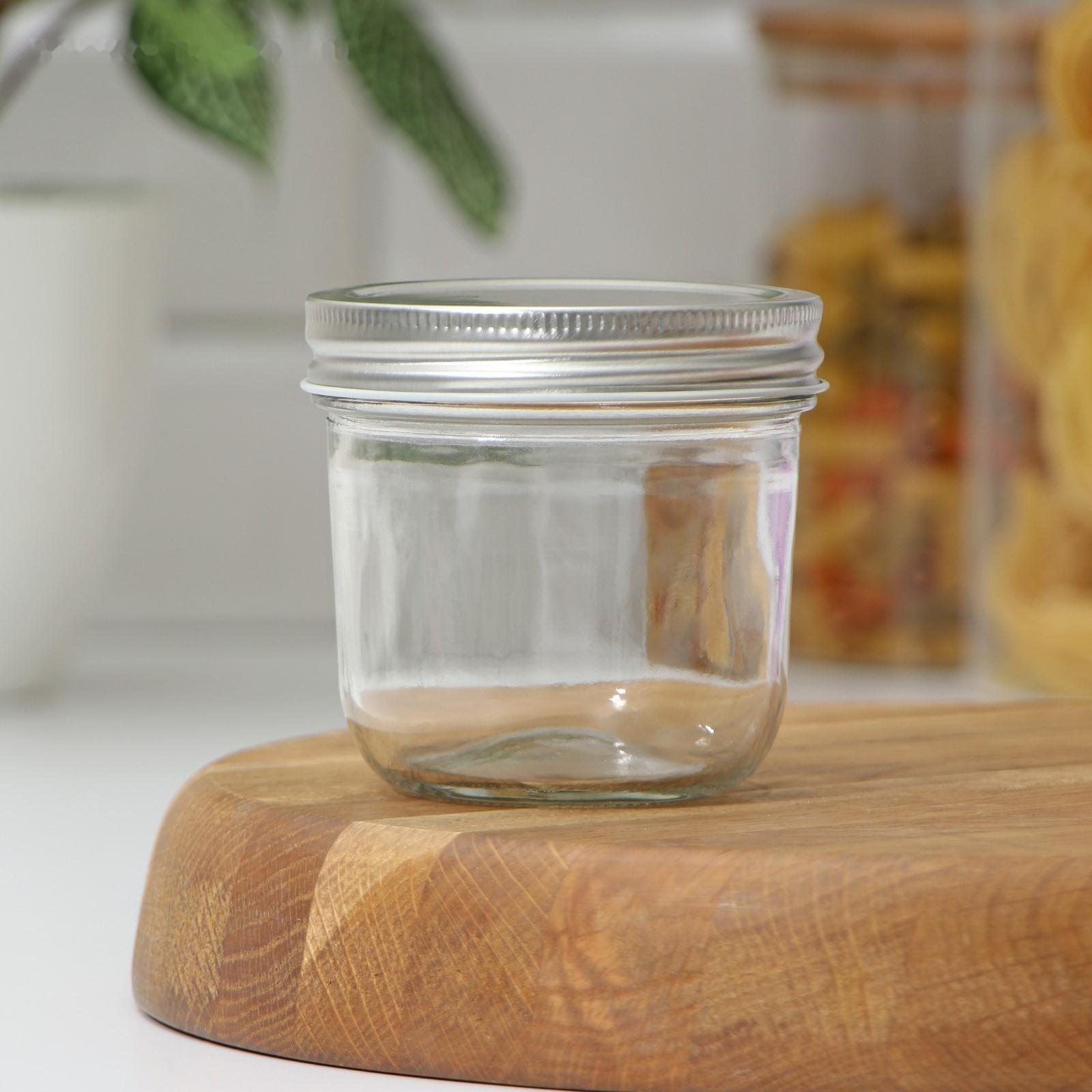 Баночка стеклянная для специй с металлической крышкой Доляна «Сильвер», 280 мл, 8,7×8,4 см