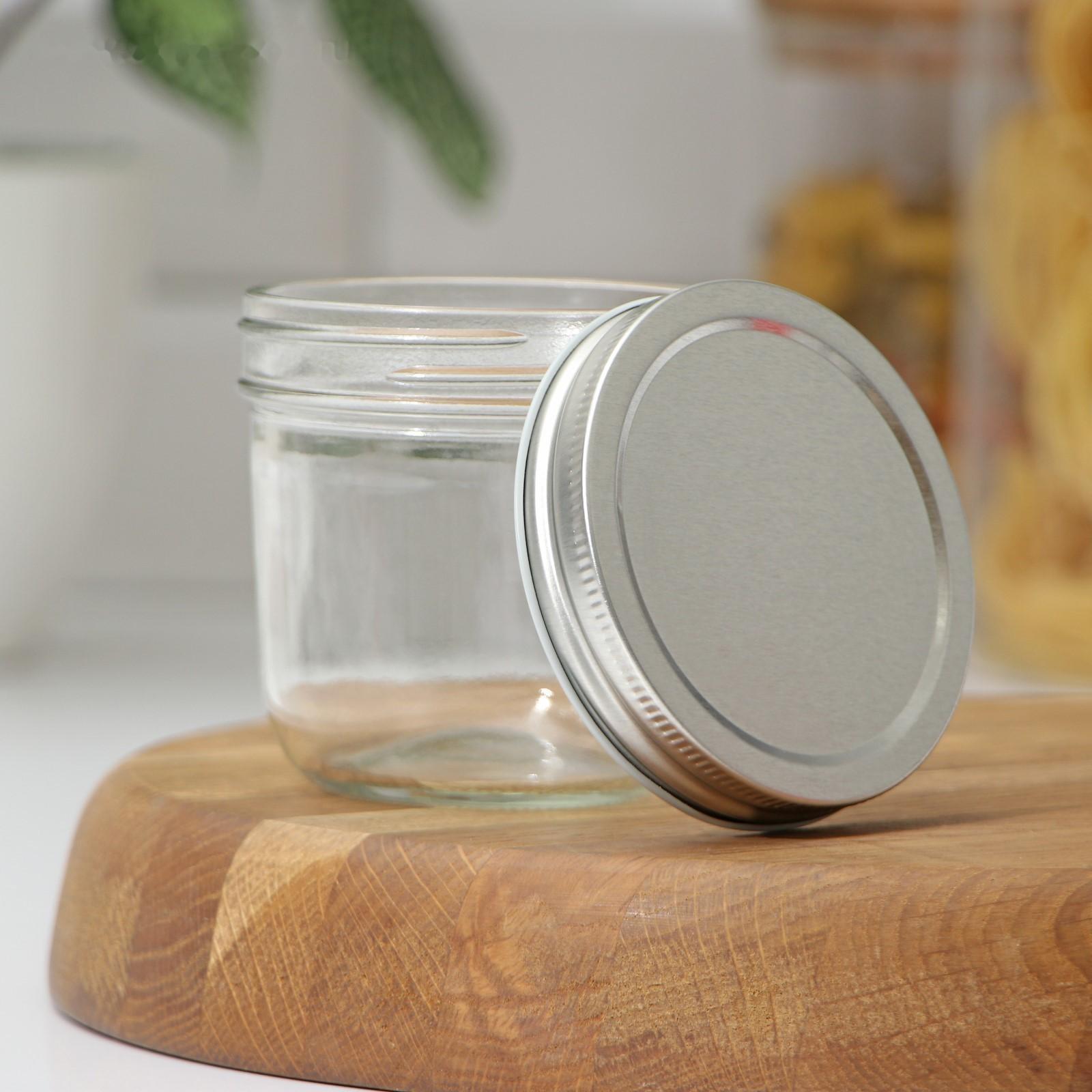 Баночка стеклянная для специй с металлической крышкой Доляна «Сильвер», 280 мл, 8,7×8,4 см