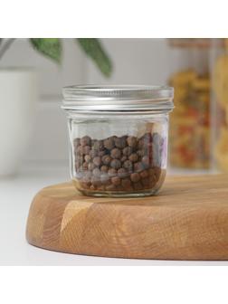 Баночка стеклянная для специй с металлической крышкой Доляна «Сильвер», 280 мл, 8,7×8,4 см