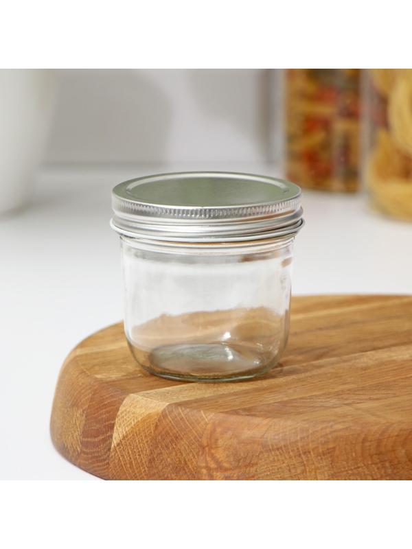 Баночка стеклянная для специй с металлической крышкой Доляна «Сильвер», 280 мл, 8,7×8,4 см