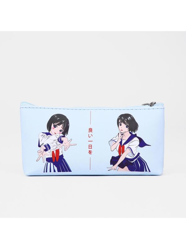 Косметичка-пенал на молнии, цвет голубой