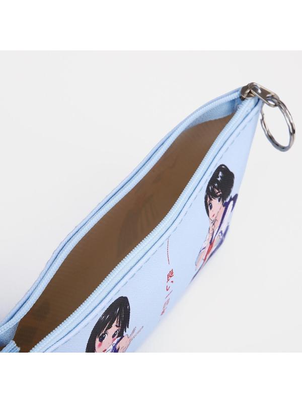 Косметичка-пенал на молнии, цвет голубой