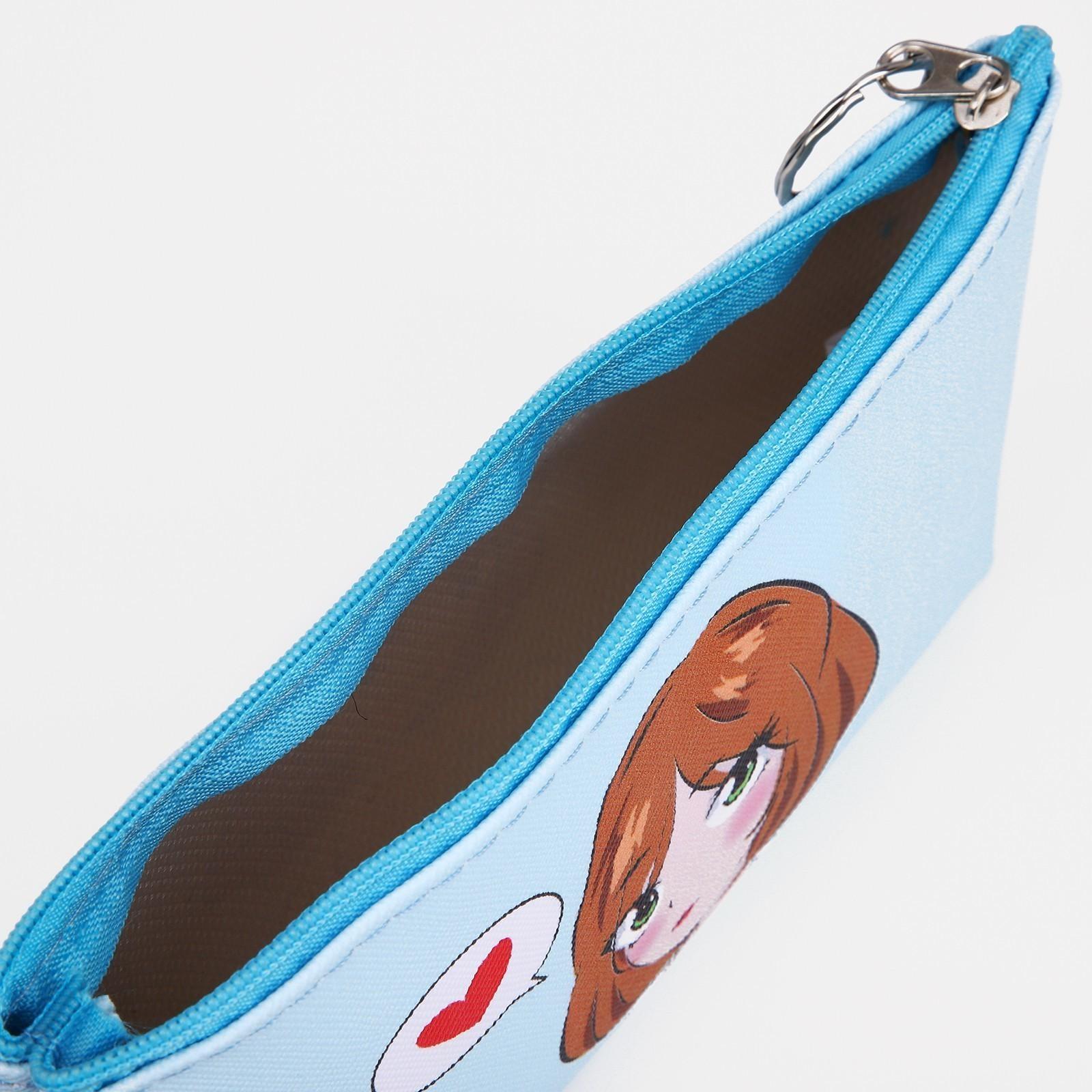 Косметичка-пенал на молнии, цвет голубой