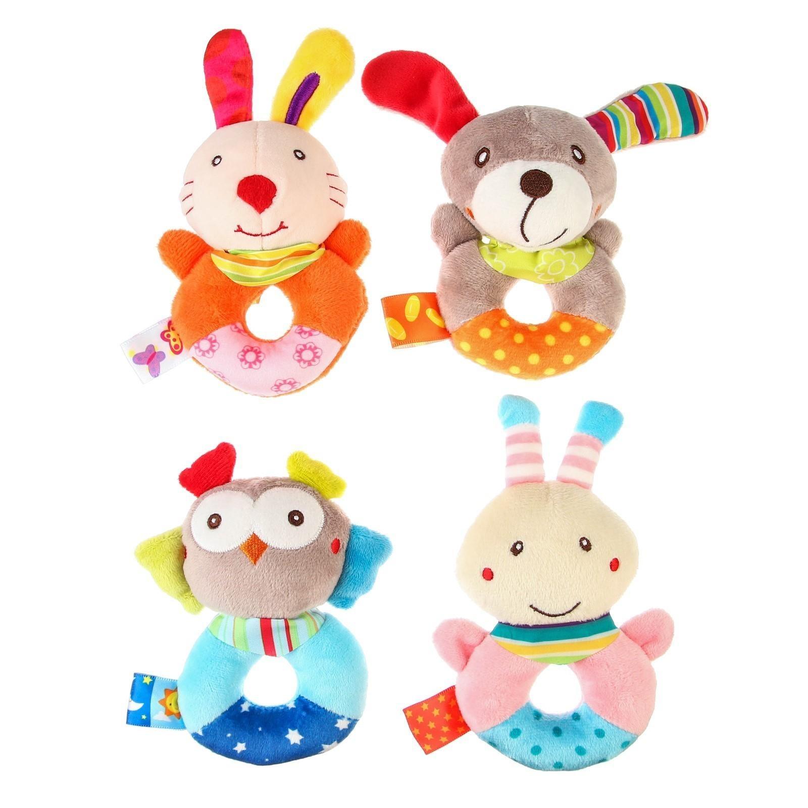 Погремушка мягкая на кольце «Милые зверушки», виды МИКС
