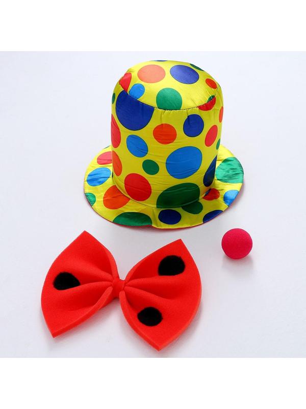 Карнавальный набор «Клоун», шляпа, бант, нос, поролон