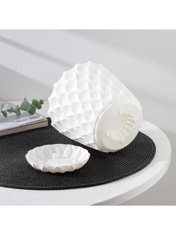 Горшок для цветов с поддоном «Wave», 0,65 л, d=11,5 см , цвет белоснежный