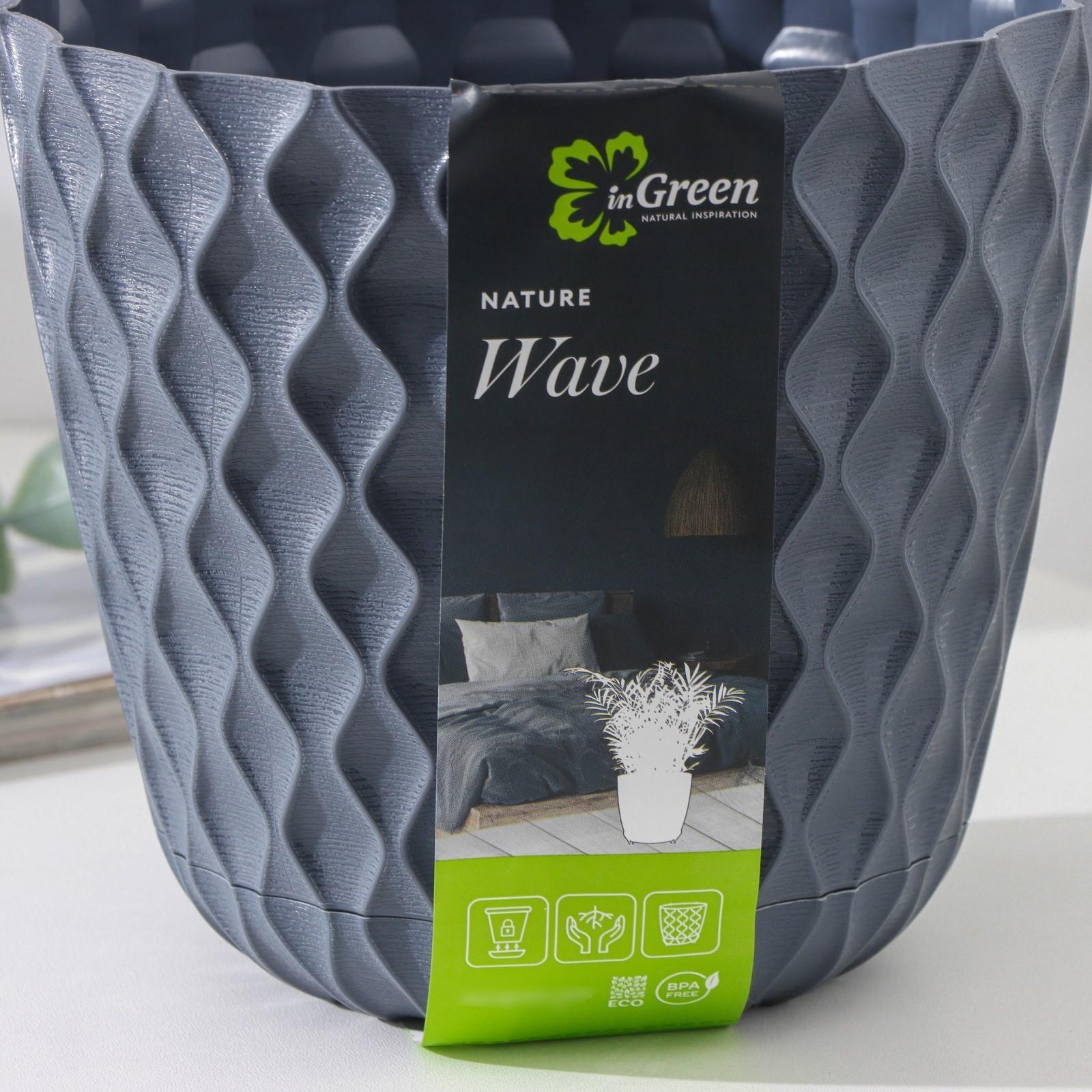 Горшок для цветов с поддоном «Wave», 2,5 л, d=17,5 см, цвет серый