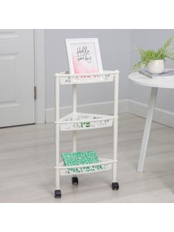 Этажерка напольная угловая 3-х секционная Keeplex Light, на колёсиках, цвет белое облако