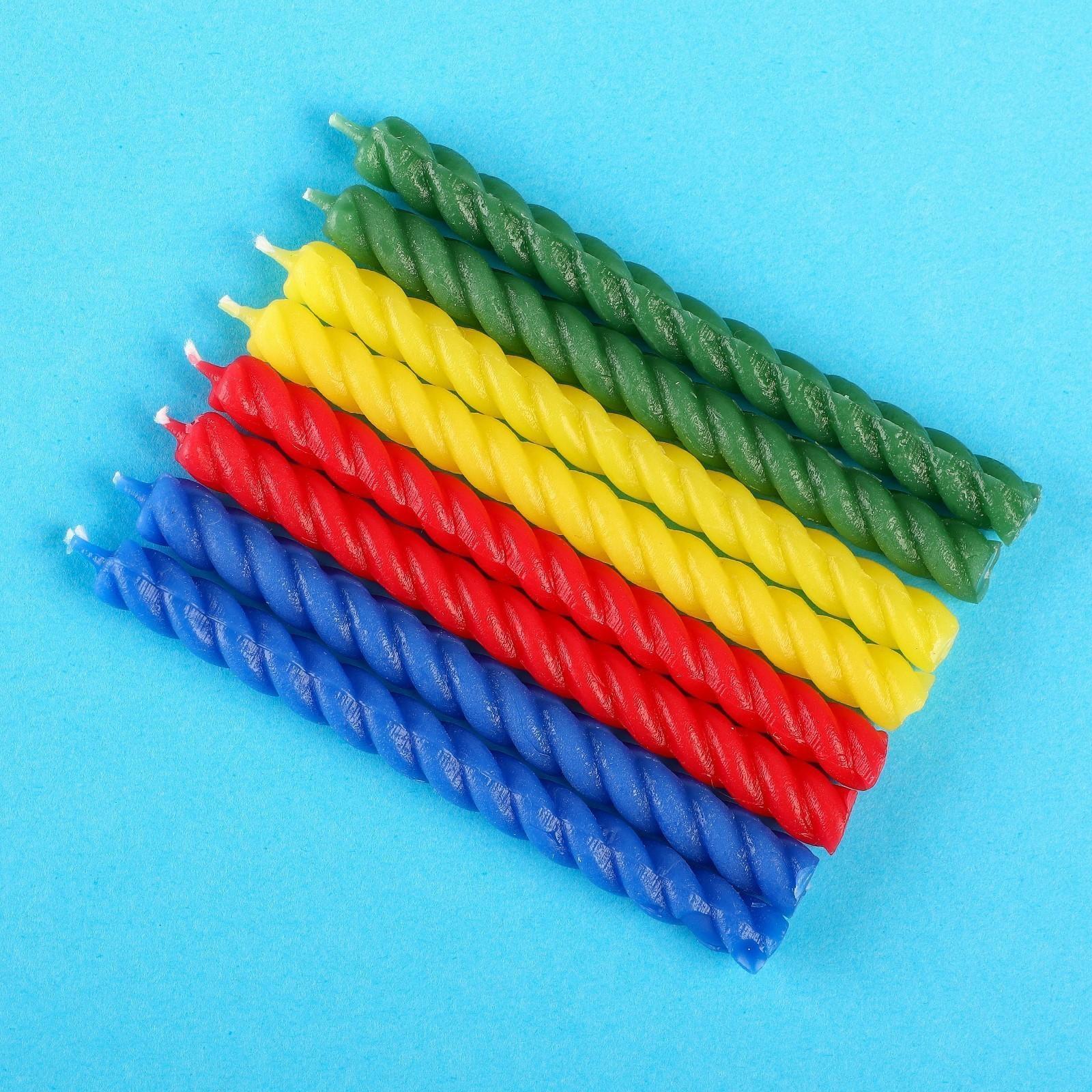 Набор витых свечей в торт 8 шт 