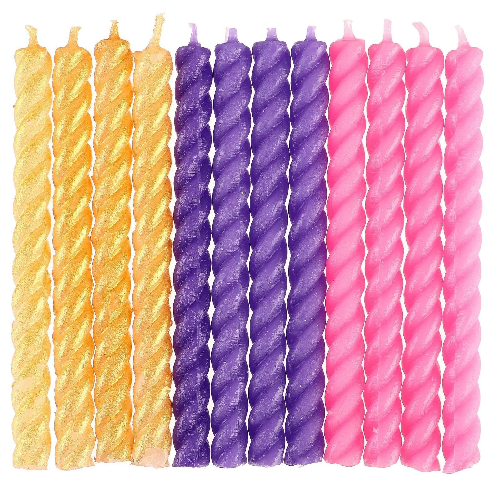 Набор витых свечей в торт 12 шт 