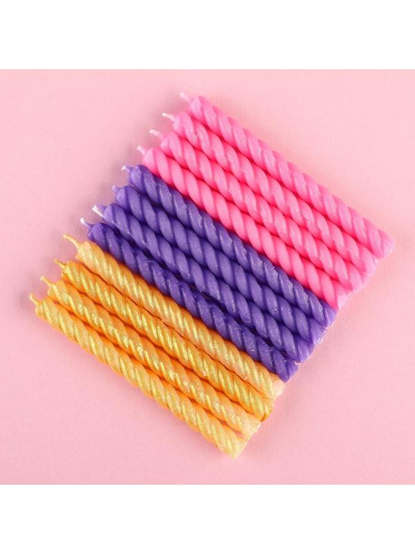 Набор витых свечей в торт 12 шт 