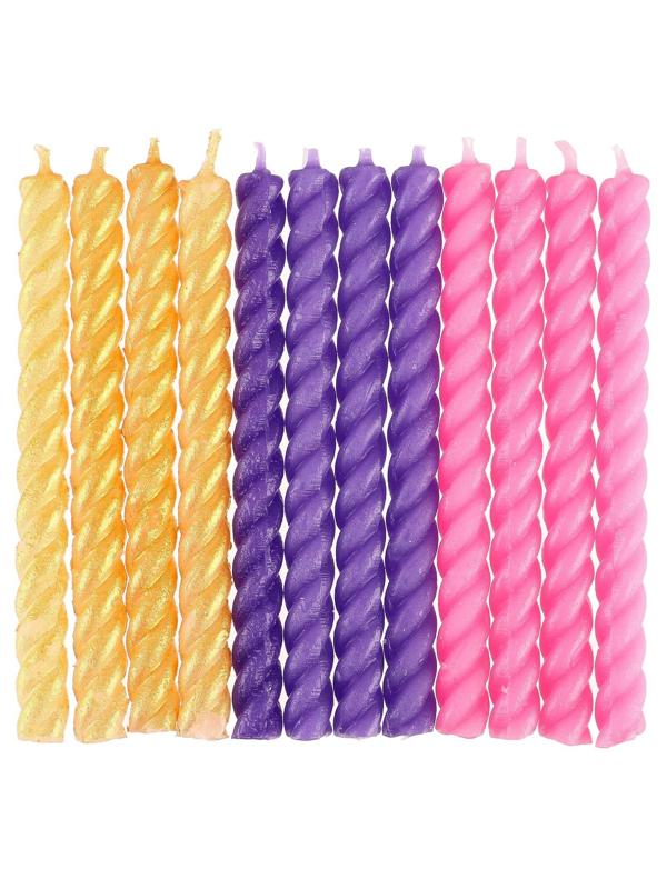 Набор витых свечей в торт 12 шт 