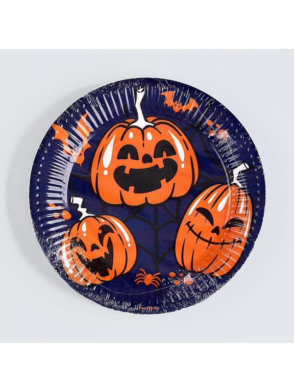 Тарелка бумажная «Хэллоуин», тыква, 18 см