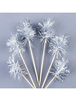Шпажка для канапе «Пушистик», в наборе 6 штук, цвет серебро