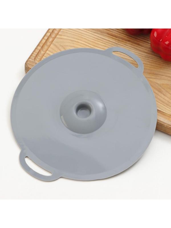 Силиконовая универсальная крышка Доляна, d=20 см, цвет серый