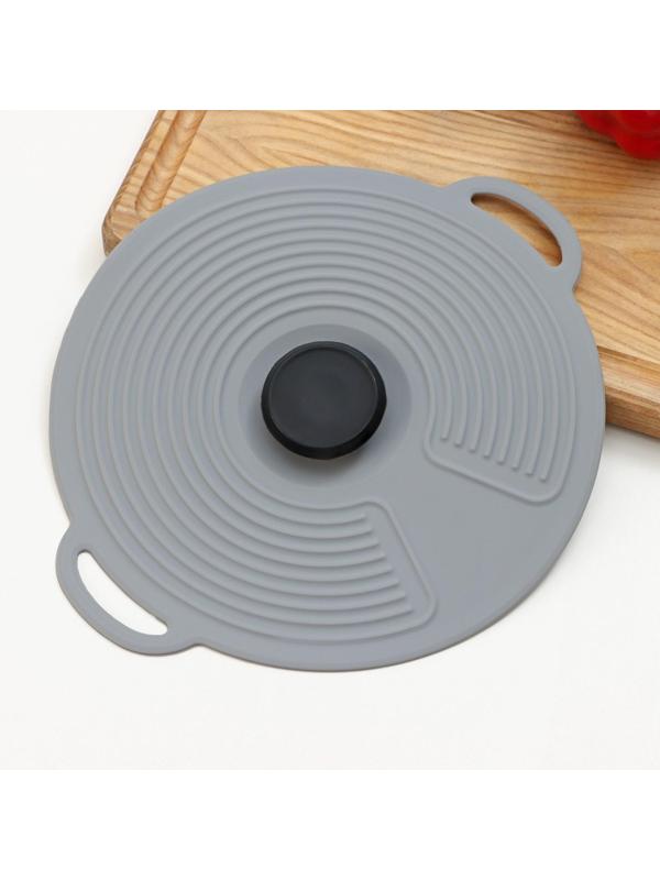 Силиконовая универсальная крышка Доляна, d=20 см, цвет серый