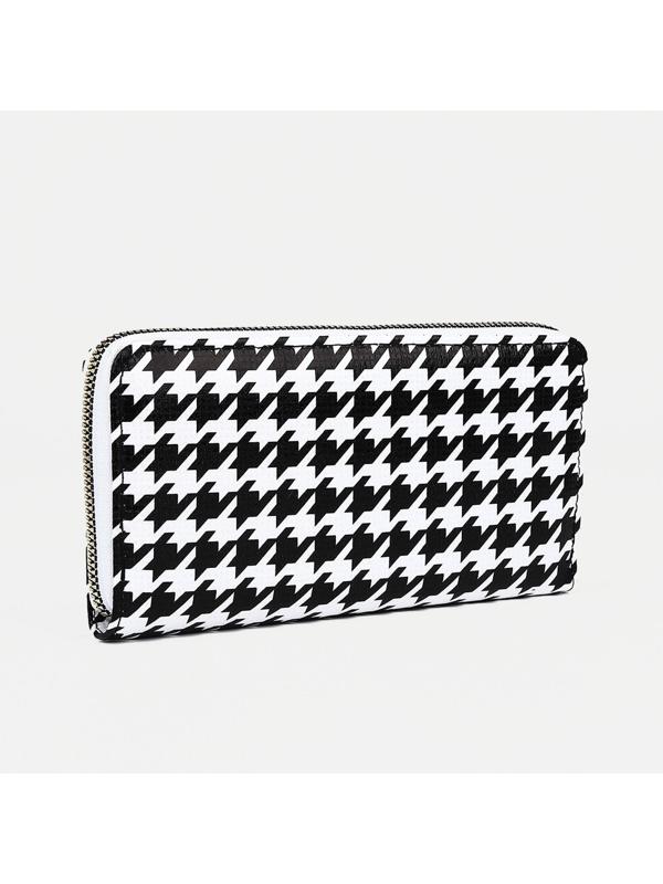 Кошелёк на молнии, цвет чёрный/белый