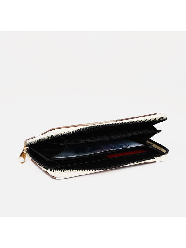 Кошелёк на молнии, цвет бежевый