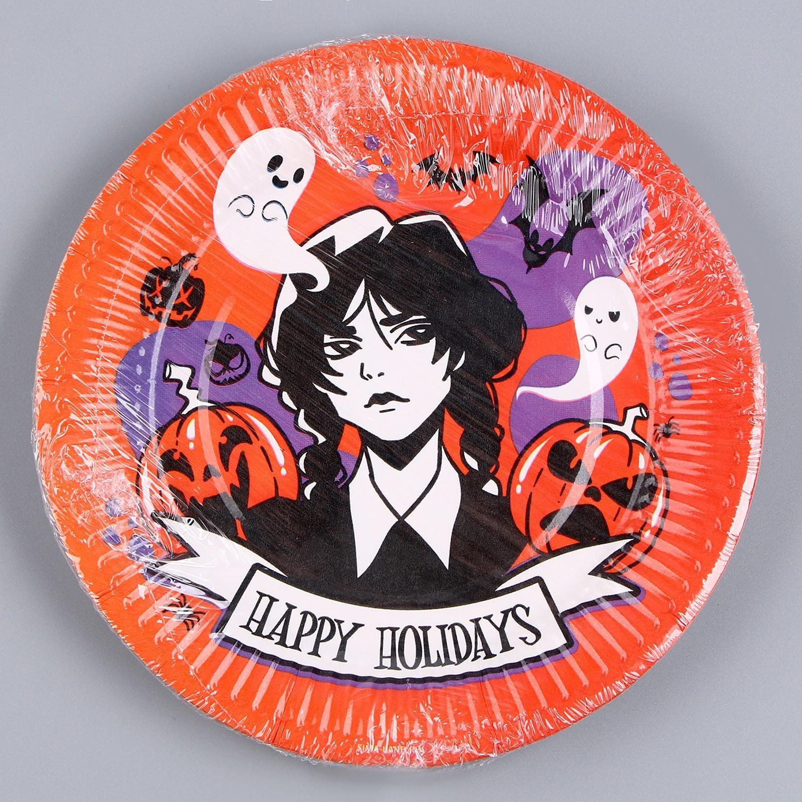 Тарелка бумажная «Хэллоуин», девочка, 18 см