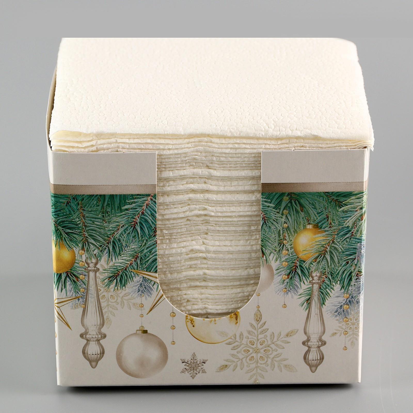 Салфетки в коробке интерьерные «Новогодние игрушки» 75 листов
