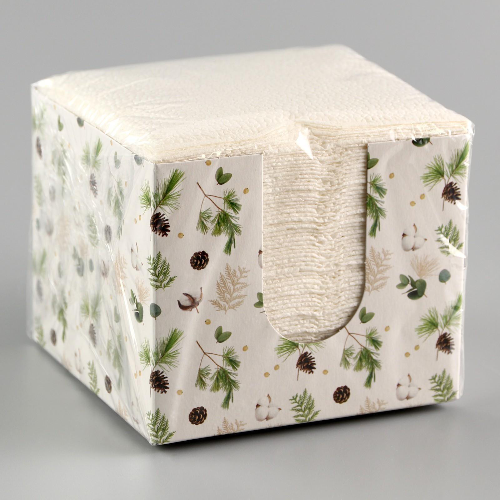 Салфетки в коробке интерьерные «Новогодние шишки» 75 листов