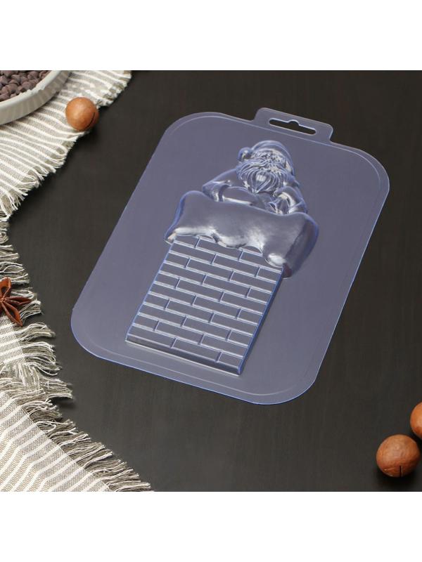 Форма для шоколада и конфет «Санта на трубе», размеры изделия 170×83×10 мм, цвет прозрачный