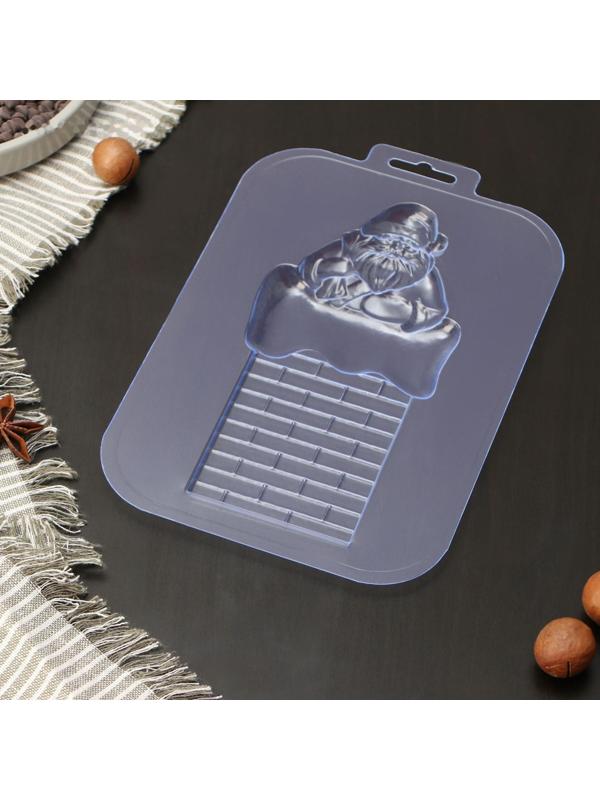 Форма для шоколада и конфет «Санта на трубе», размеры изделия 170×83×10 мм, цвет прозрачный