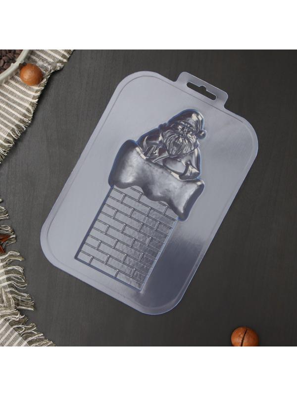 Форма для шоколада и конфет «Санта на трубе», размеры изделия 170×83×10 мм, цвет прозрачный