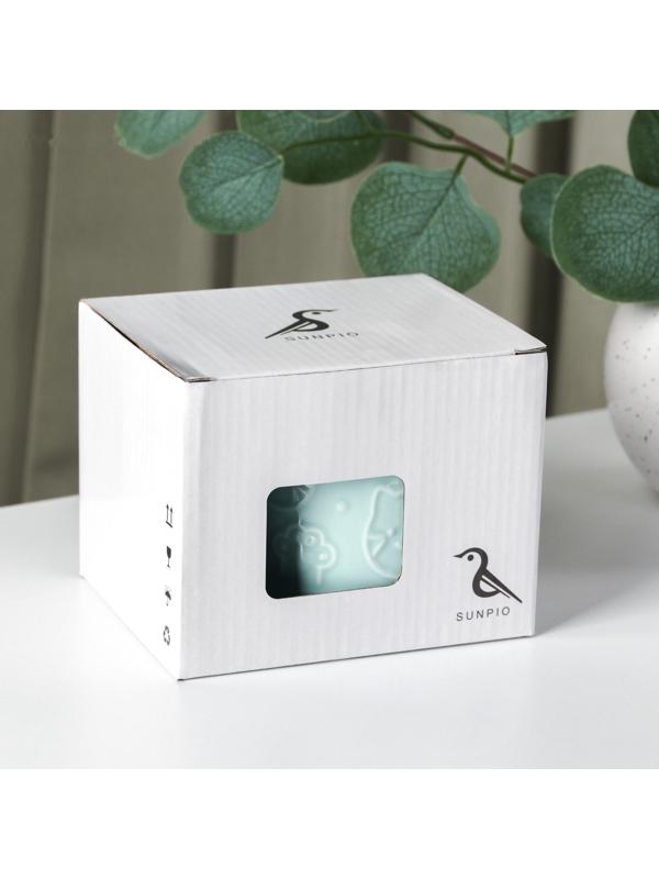 Кружка фарфоровая «Улыбающийся кот», 450 мл, цвет голубой