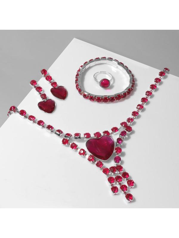 Набор 4 предмета: серьги, колье, браслет, кольцо 