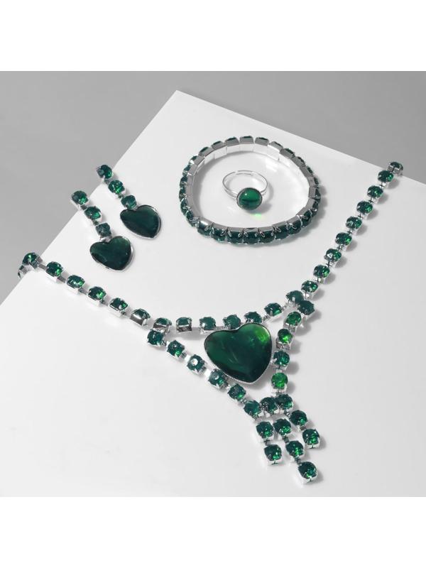 Набор 4 предмета: серьги, колье, браслет, кольцо 