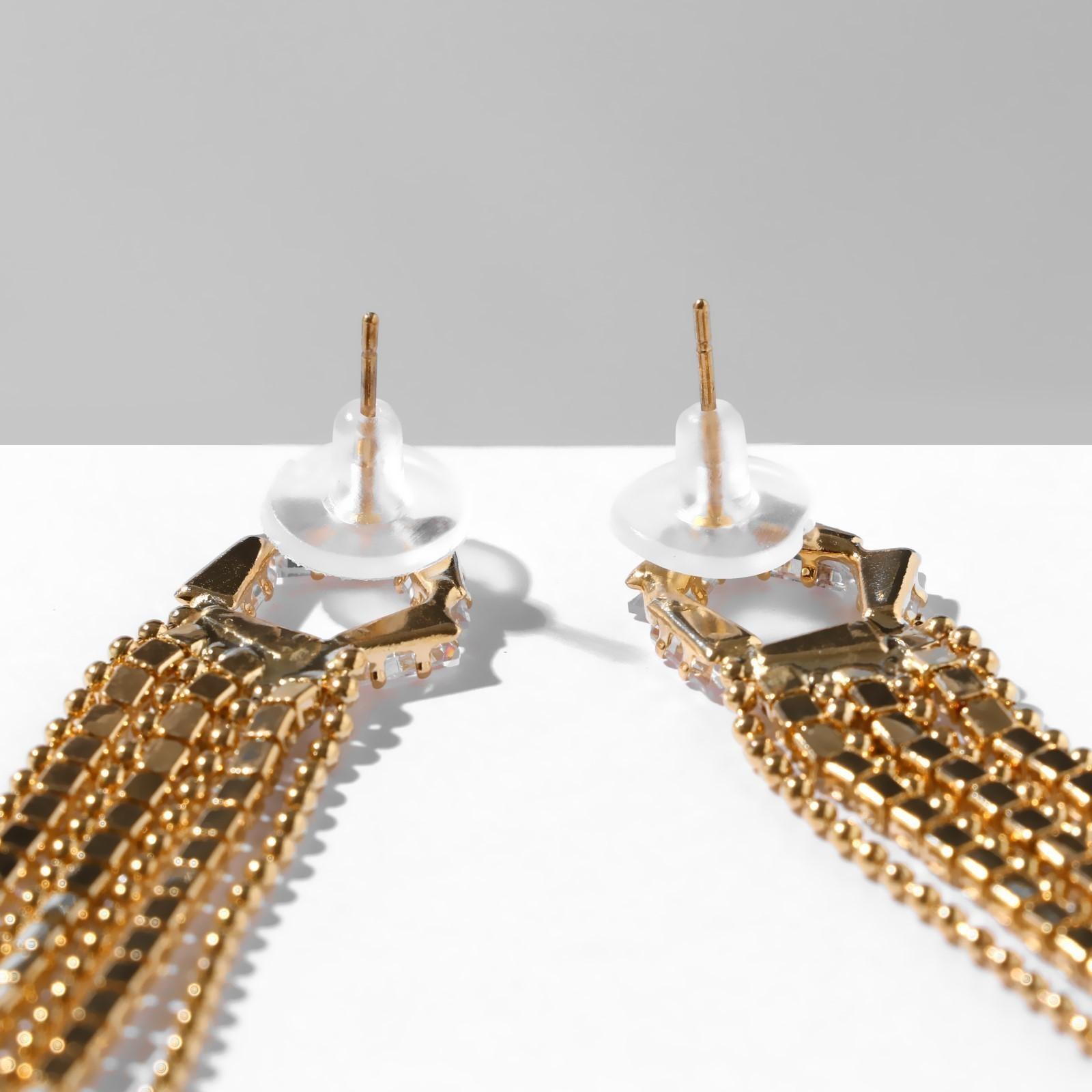 Серьги висячие со стразами 