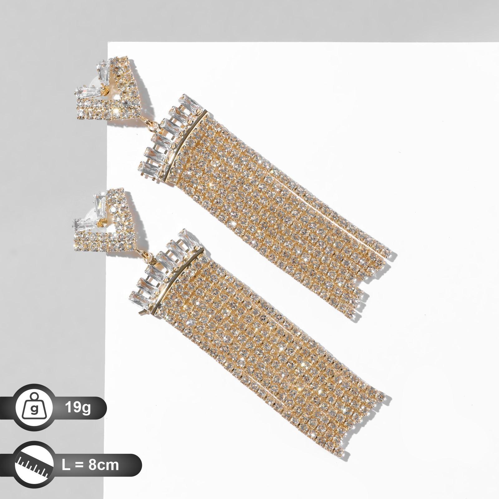 Серьги висячие со стразами 