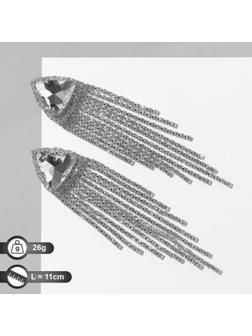 Серьги висячие со стразами 