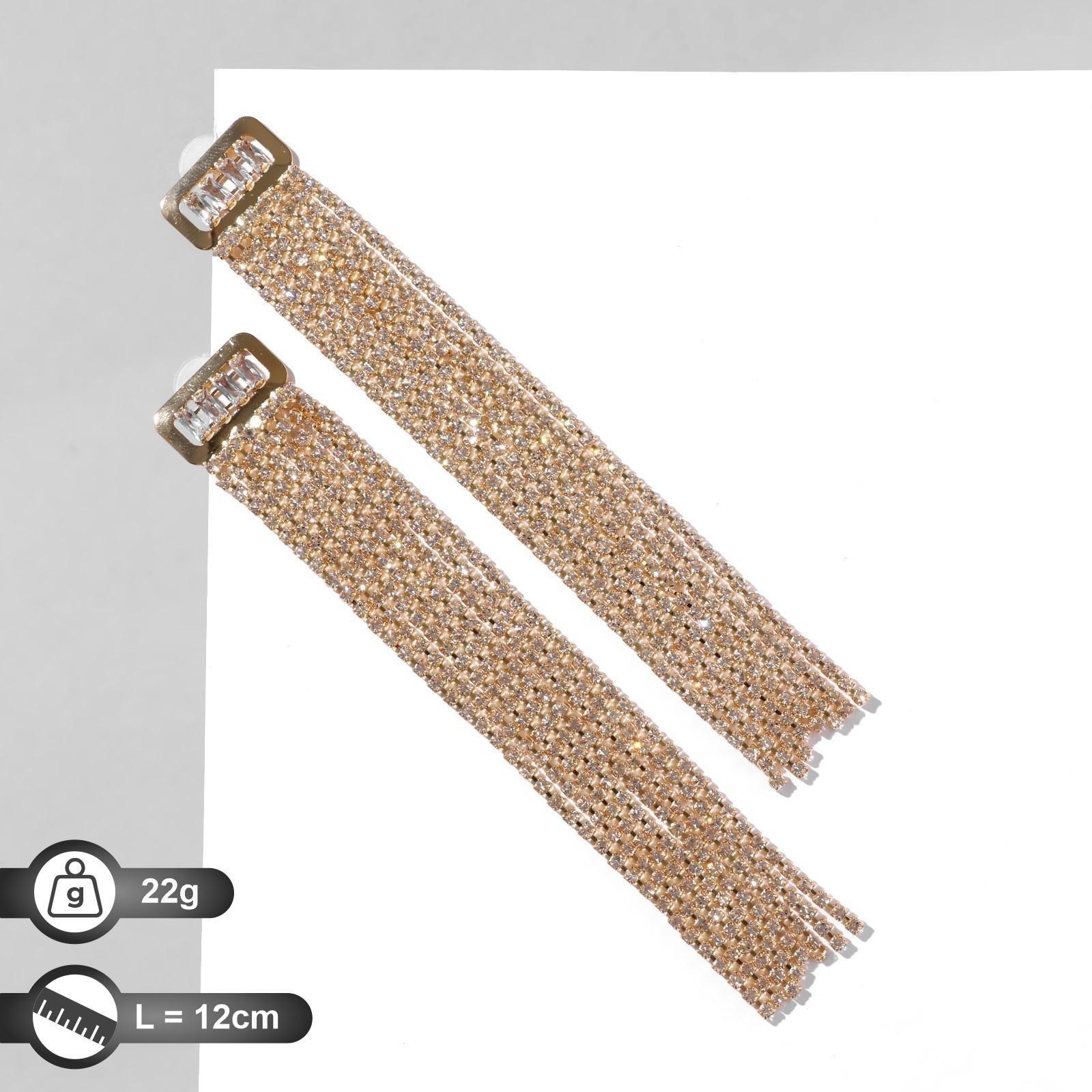 Серьги висячие со стразами 