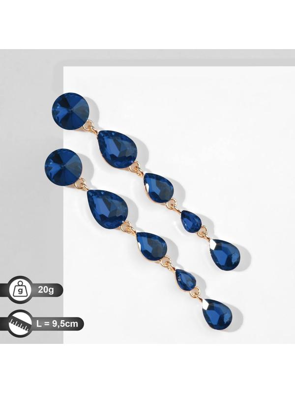 Серьги висячие со стразами 