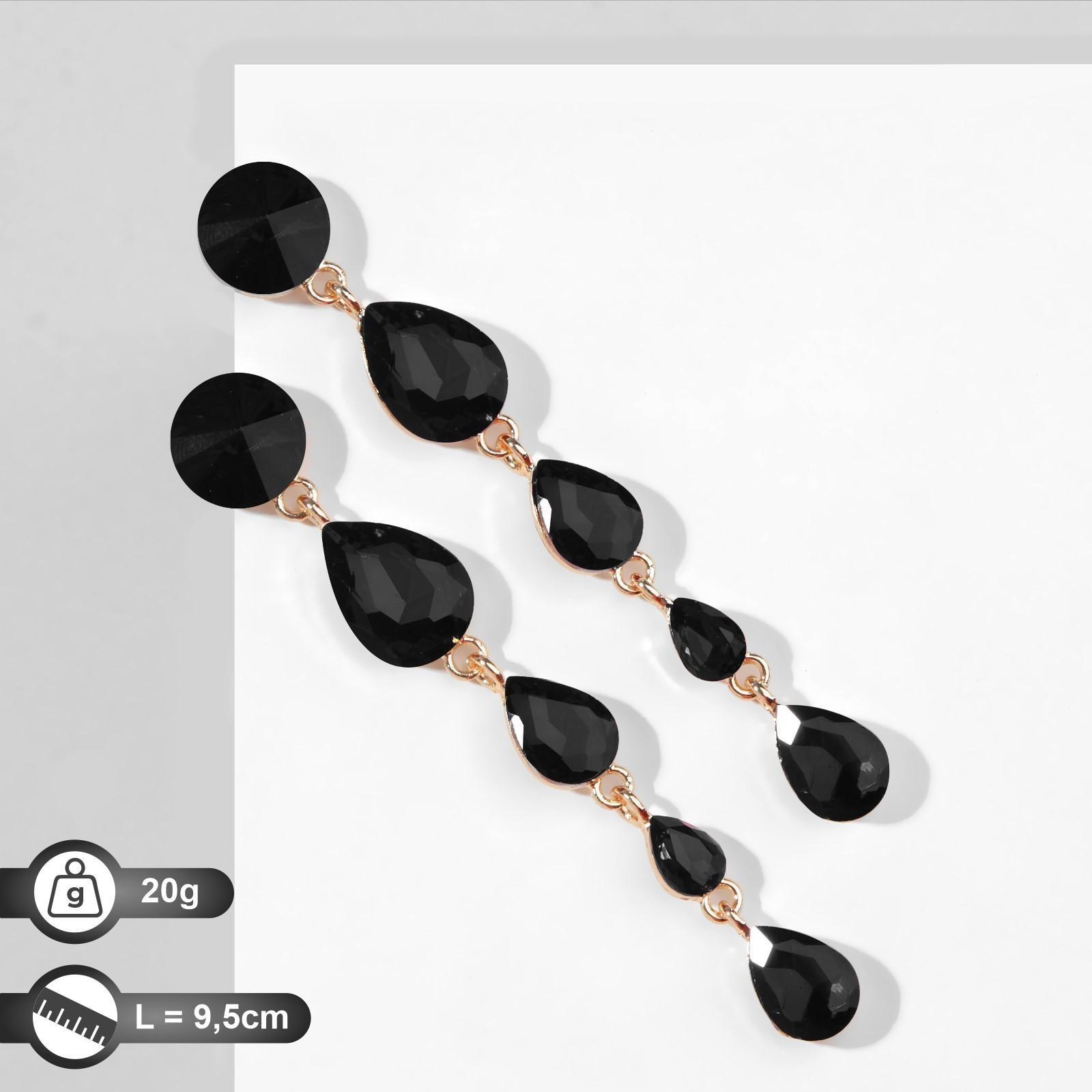 Серьги висячие со стразами 