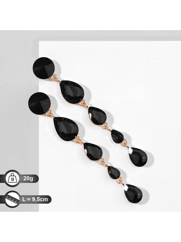 Серьги висячие со стразами 