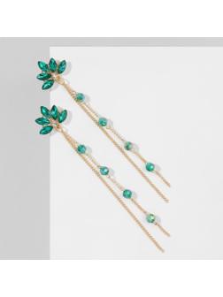 Серьги висячие со стразами 