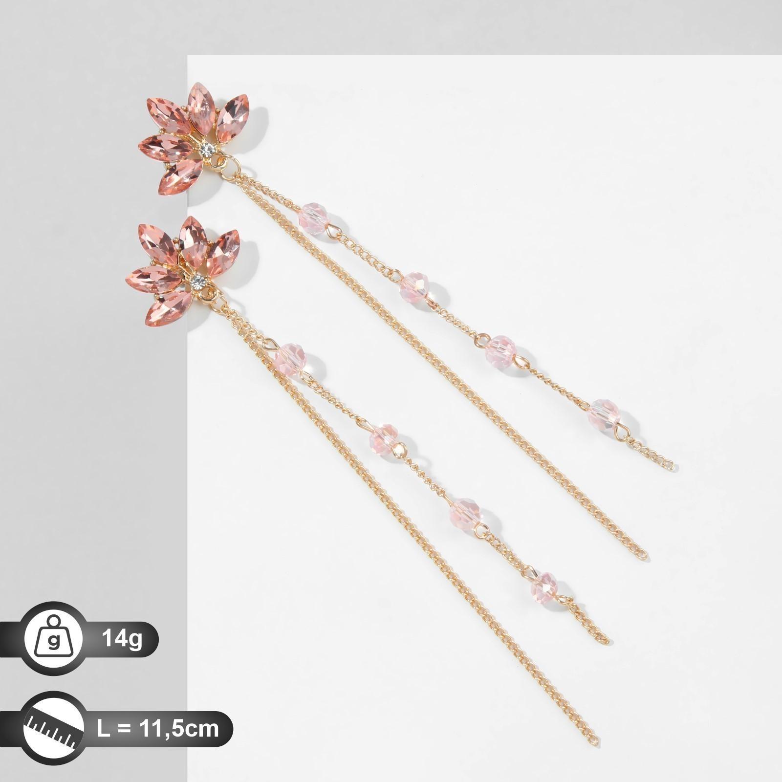 Серьги висячие со стразами 