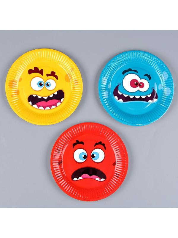 Тарелка бумажная «Монстрики», 18 см, набор 6 штук, МИКС