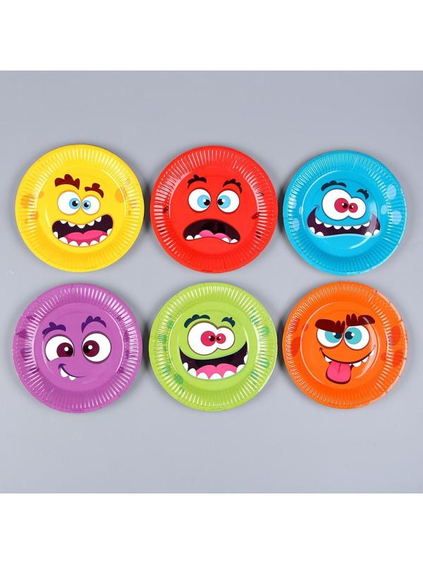 Тарелка бумажная «Монстрики», 18 см, набор 6 штук, МИКС