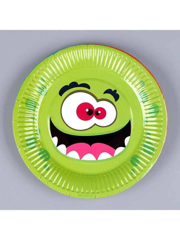 Тарелка бумажная «Монстрики», 18 см, набор 6 штук, МИКС