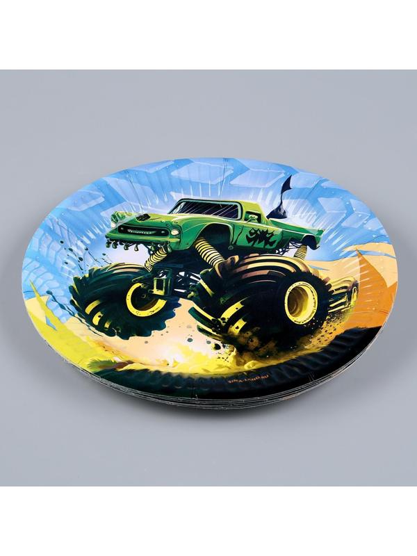 Набор бумажной посуды «Тачка»: 6 тарелок, 1 гирлянда, 6 стаканов, 6 колпаков