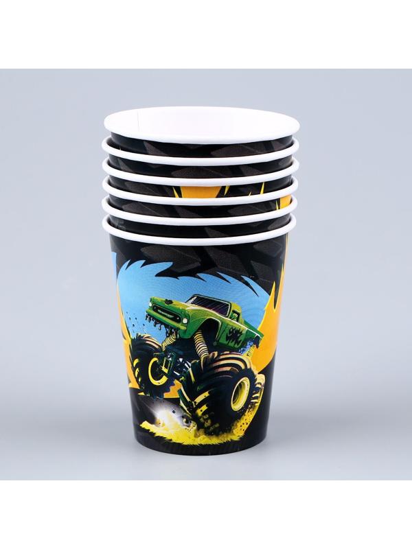 Набор бумажной посуды «Тачка»: 6 тарелок, 1 гирлянда, 6 стаканов, 6 колпаков