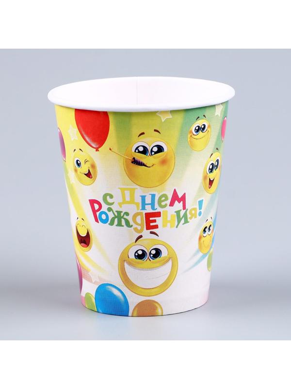 Набор бумажной посуды «Смайлы»: 6 тарелок, 1 гирлянда, 6 стаканов, 6 колпаков