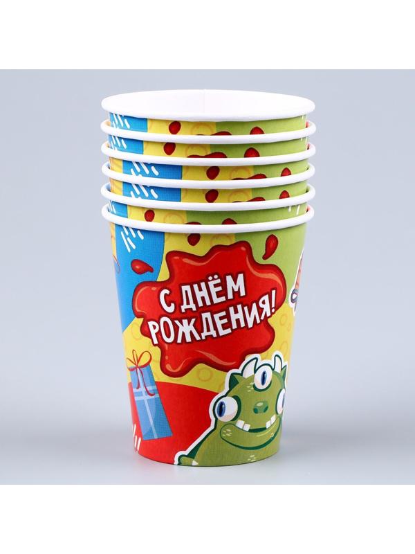 Набор бумажной посуды «Монстрики»: 6 тарелок, 1 гирлянда, 6 стаканов