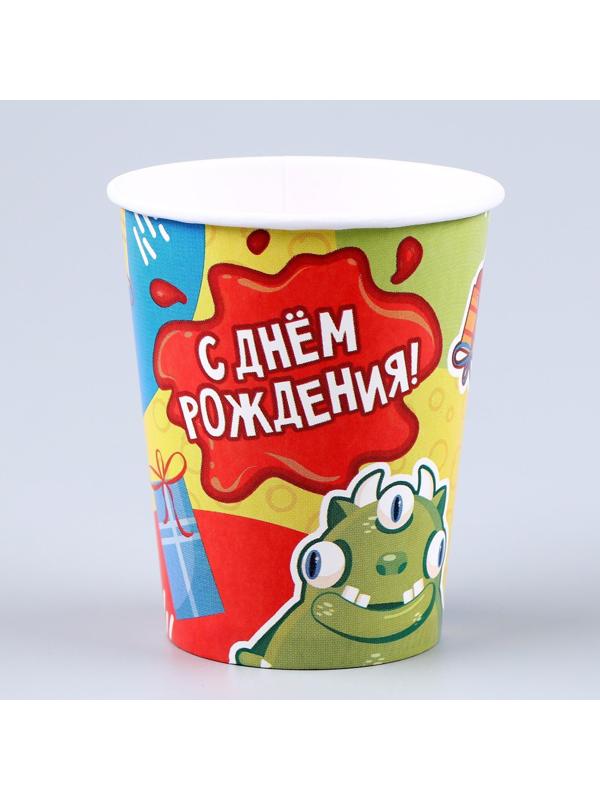 Набор бумажной посуды «Монстрики»: 6 тарелок, 1 гирлянда, 6 стаканов